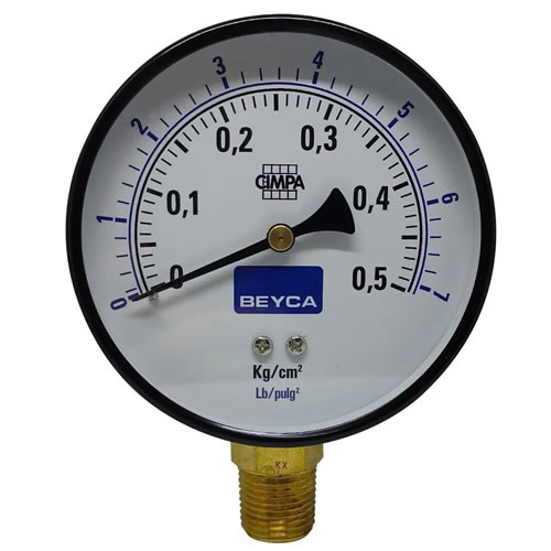 MANÓMETRO 0.5 KG/CM<SUP>2</SUP> ROSCA 1/2 BEYCA