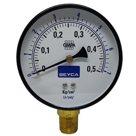 MANÓMETRO 0,5 KG/CM<sup>2</sup> ROSCA ½ BEYCA